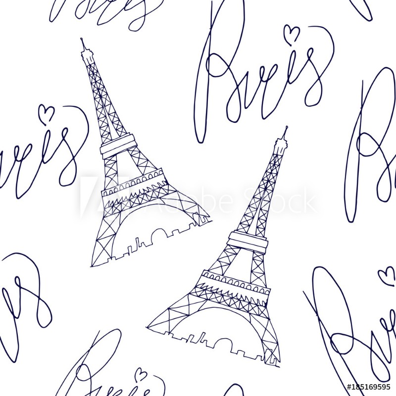 Picture of Paris eiffel tower pattern with lettering